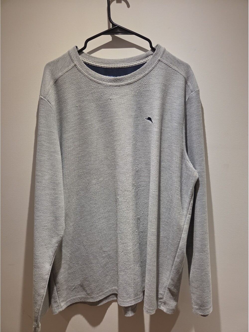 Tommy Bahama Men's Gray Textured Long Sleeve Crewneck Lounge Shirt Size XL